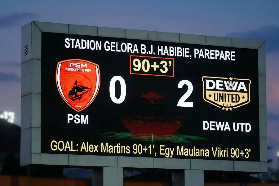 Tragedi Menit Akhir di Parepare: Benteng PSM Runtuh, Dewa United Curi Kemenangan Dramatis Hasil Akhir BRI Liga 1 PSM vs Dewa United.