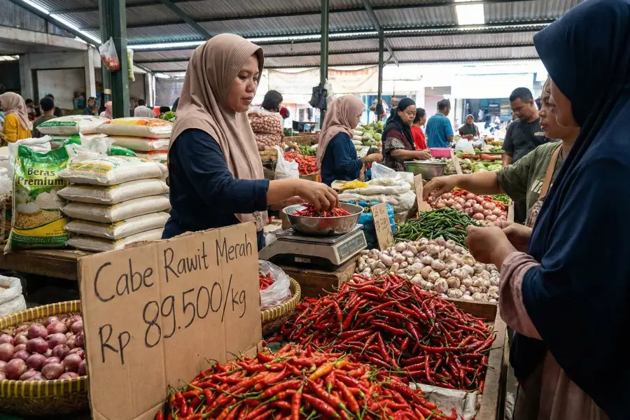 Harga Sembako Surabaya Hari Ini: Cabai Rawit Masih Pedas di Angka Rp89 Ribu, Beras Stabil