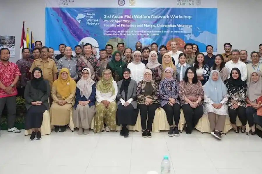 Kolaborasi Internasional, UNAIR Gelar Lokakarya Asian Fish Welfare Network di Surabaya UNAIR gelar lokakarya internasional Asian Fish Welfare Network untuk tingkatkan kesejahteraan ikan budidaya di Asia Tenggara.