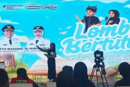 Lomba Bertutur Bojonegoro 2026 Cetak Generasi Literat, SDN Kedungbondo 2 Raih Juara Pertama Lomba Bertutur Bojonegoro 2026,budaya literasi Bojonegoro,Dispusip Bojonegoro,Cantika Wahono,siswa SD MI Bojonegoro