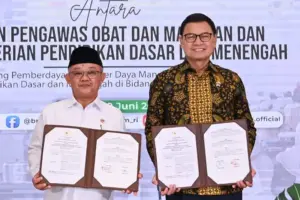 Kemendikdasmen dan BPOM meluncurkan gerakan budaya pangan aman di sekolah untuk membangun kebiasaan hidup sehat sejak dini menuju Indonesia Emas 2045.
