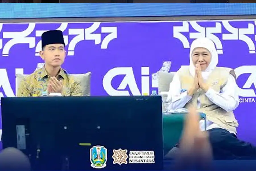 Wapres Gibran mengapresiasi Khofifah karena ekonomi Jawa Timur tumbuh 5,96 persen dan tetap menjadi provinsi penghasil beras terbesar di Indonesia.