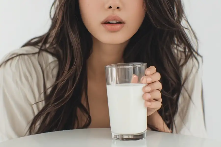 Ilustrasi minum susu untuk kesehatan (foto: generatif AI)